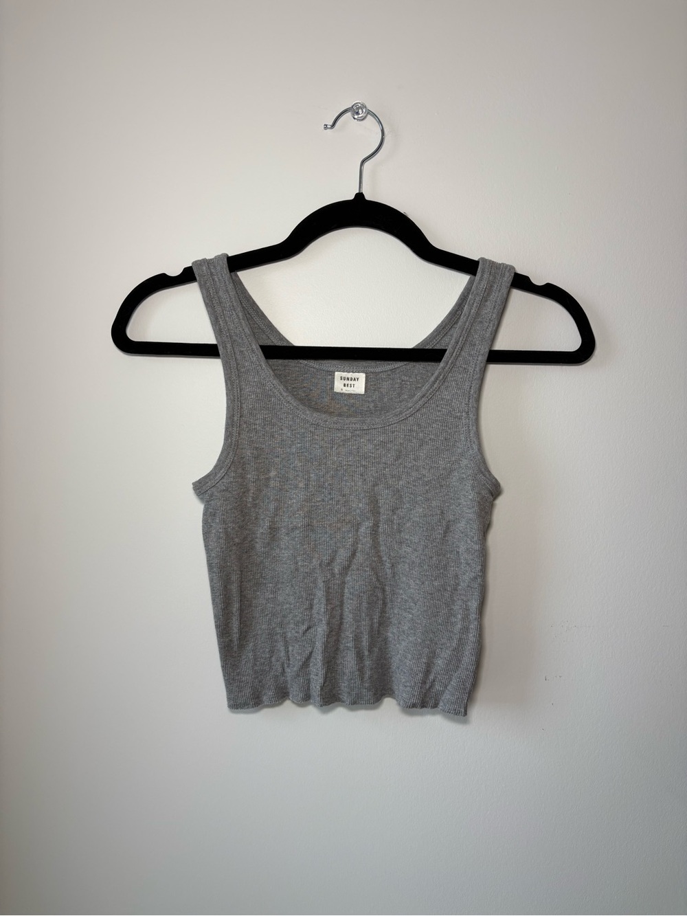 Sunday Best Gray Ribbed Scoop Tank